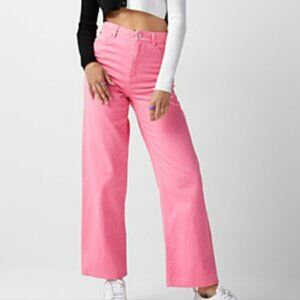 Simons twik pink folk fit straight leg denim